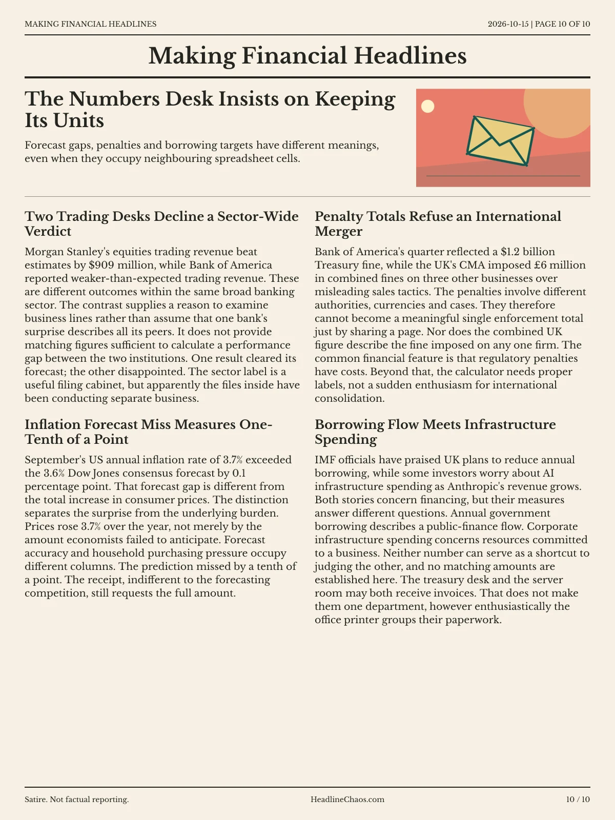 Making Financial Headlines newspaper, page 10: The Numbers Desk Insists on Keeping Its Units