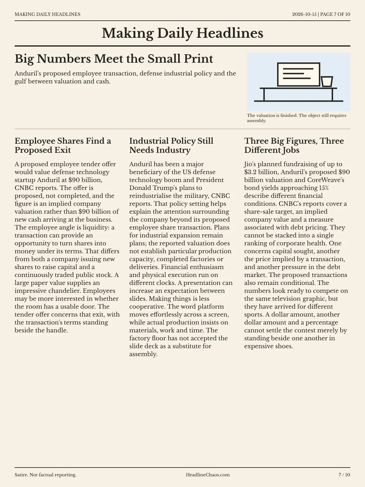 Making Daily Headlines newspaper, page 7: Big Numbers Meet the Small Print
