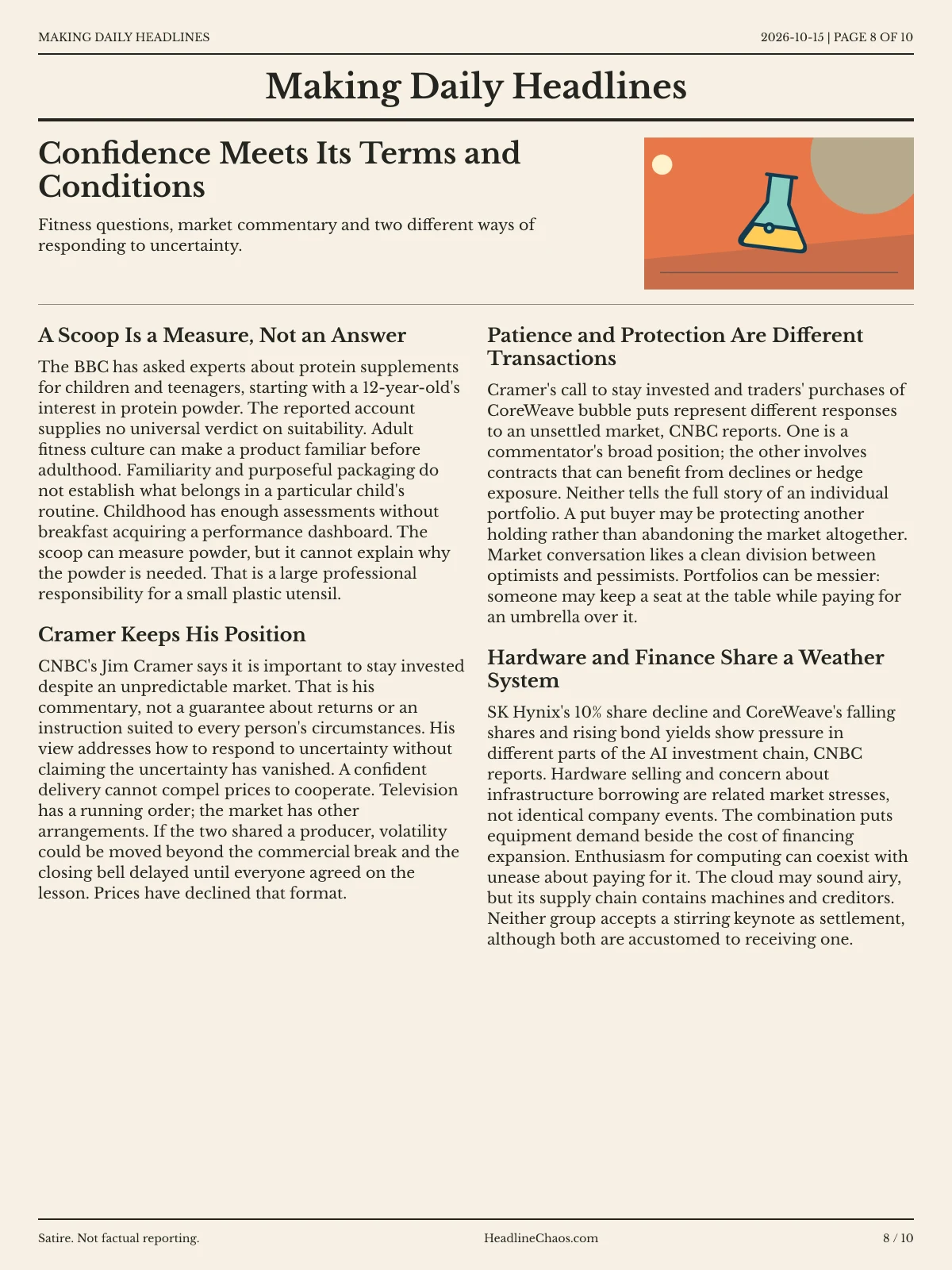 Making Daily Headlines newspaper, page 8: Confidence Meets Its Terms and Conditions