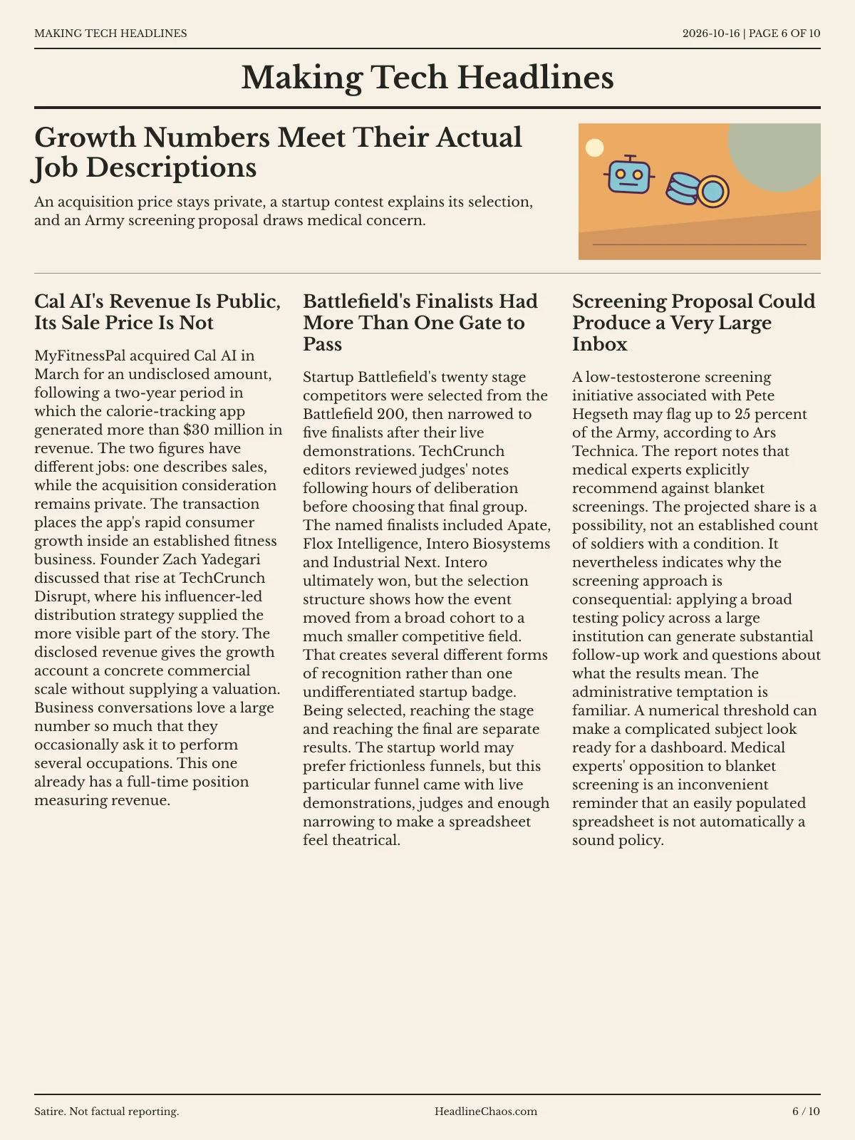 Making Tech Headlines newspaper, page 6: Growth Numbers Meet Their Actual Job Descriptions