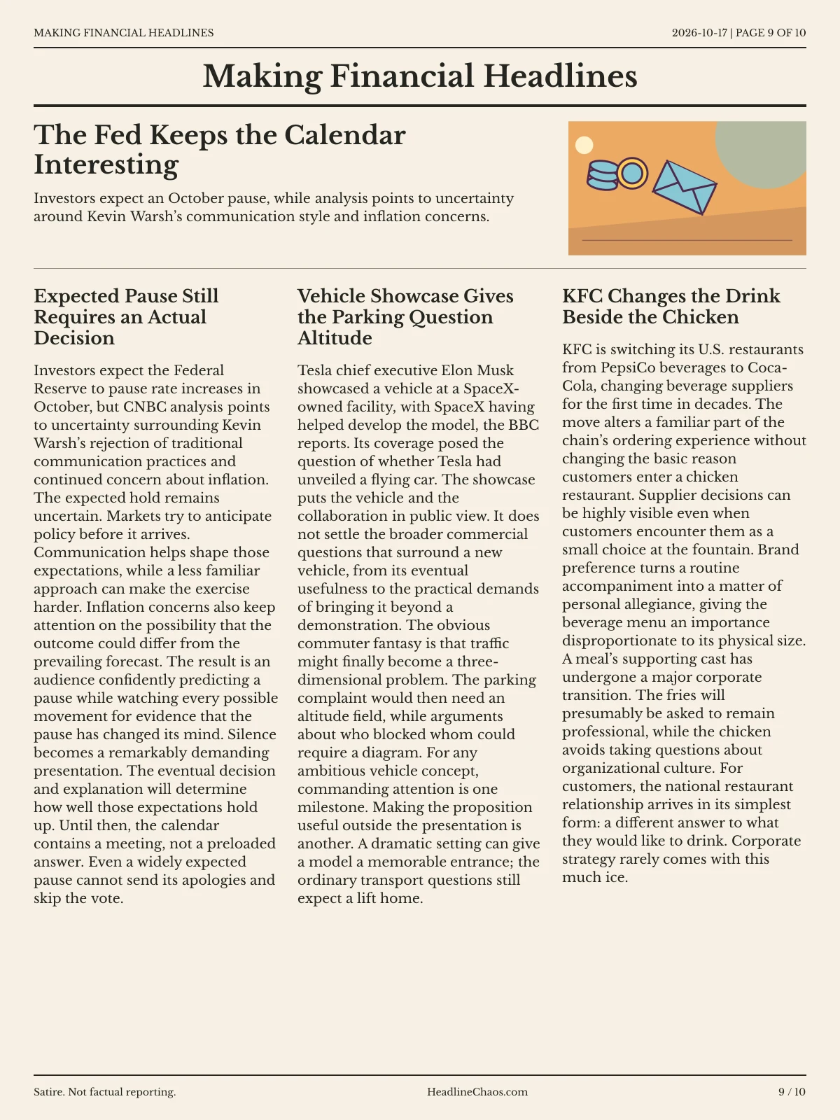 Making Financial Headlines newspaper, page 9: The Fed Keeps the Calendar Interesting