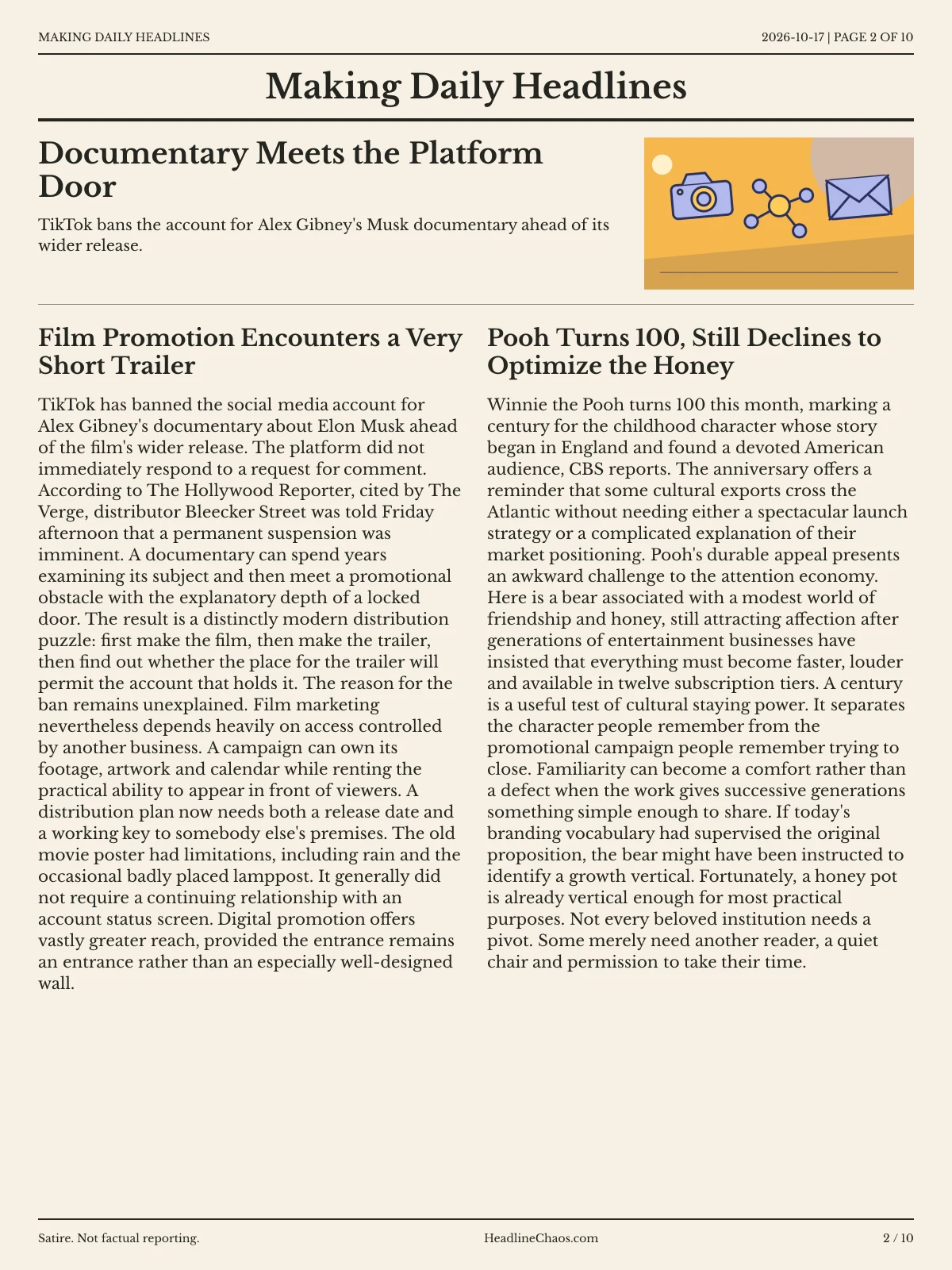 Making Daily Headlines newspaper, page 2: Documentary Meets the Platform Door