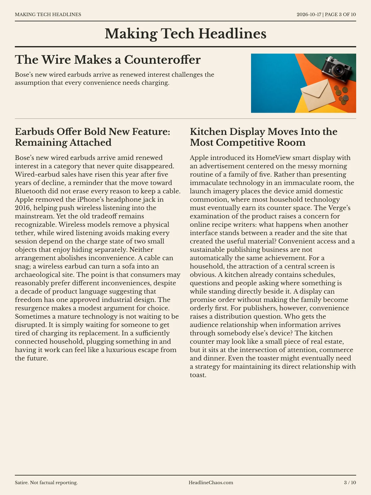 Making Tech Headlines newspaper, page 3: The Wire Makes a Counteroffer