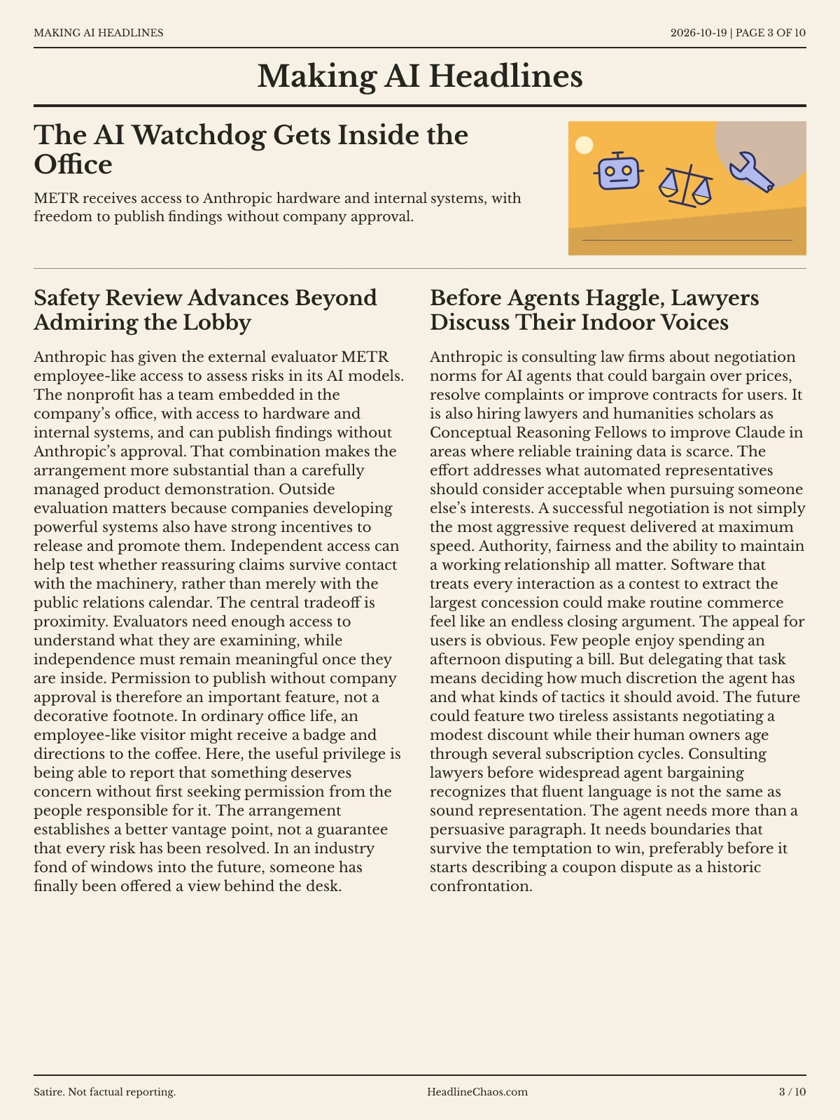 Making AI Headlines newspaper, page 3: The AI Watchdog Gets Inside the Office