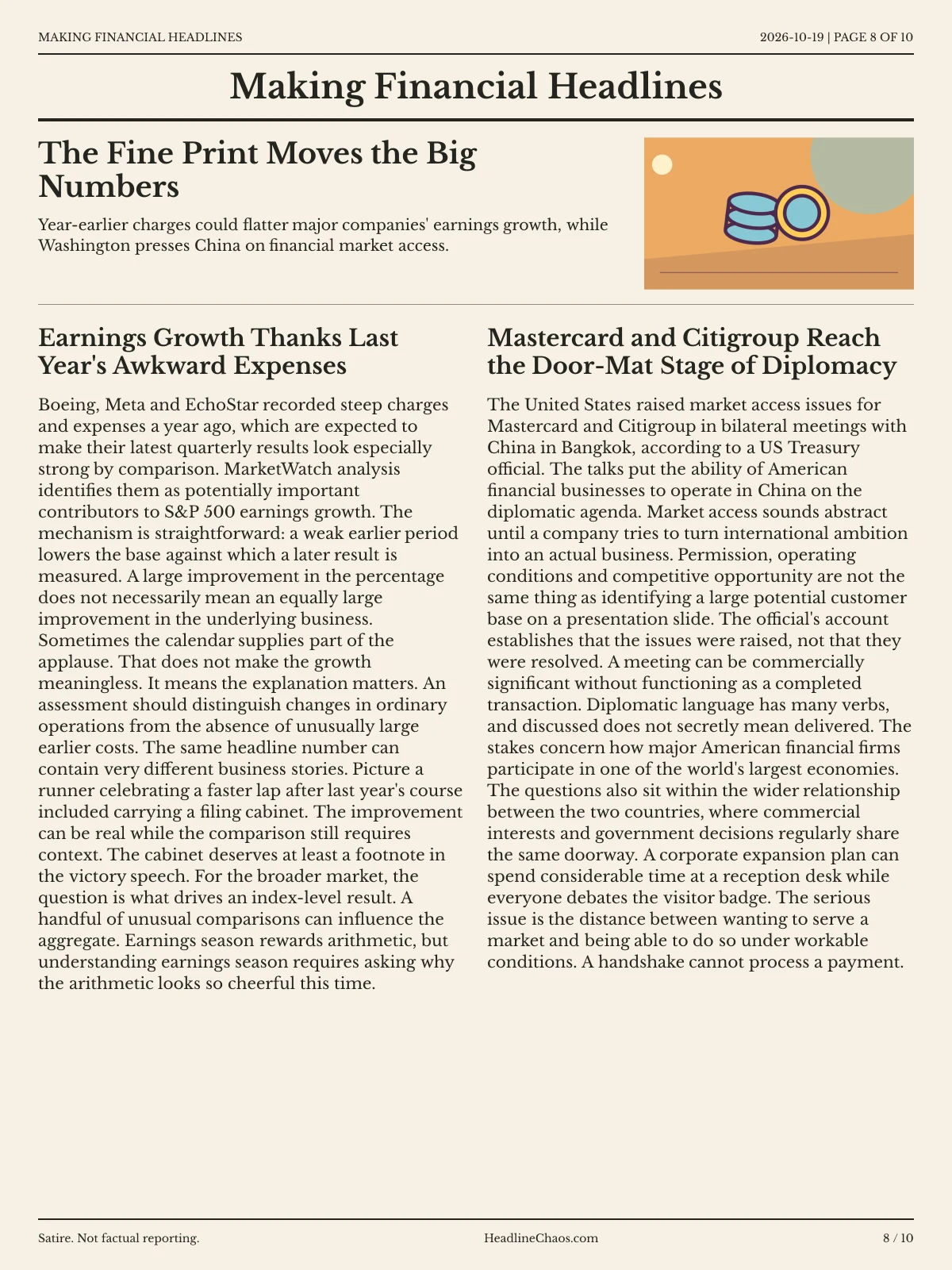 Making Financial Headlines newspaper, page 8: The Fine Print Moves the Big Numbers